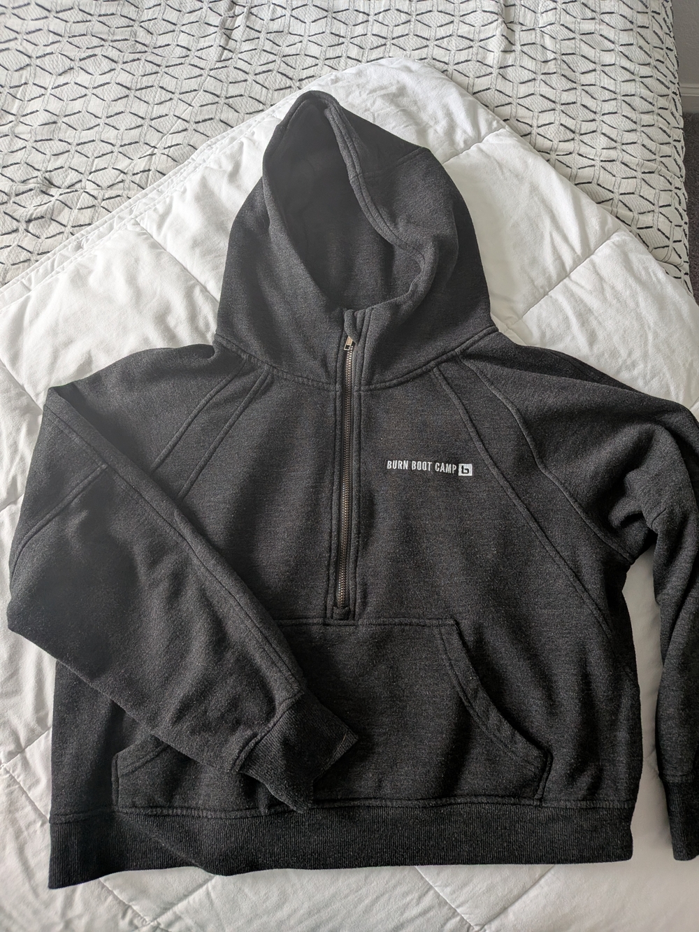 Burn Boot Camp Charcoal Cropped Half-Zip Hoodie